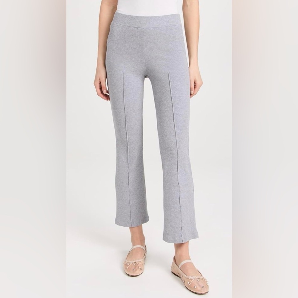DONNI crop rib kick flare pants in heather grey size L